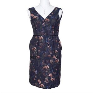 NWT Ann Taylor Blue Floral Embroidery Sheath Mini Dress Sleeveless Size 00